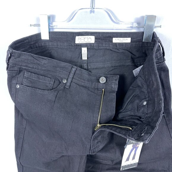 Sofia Vergara Melisa High Rise Flare Jeans Womens Size 14 Denim Stretch Black - Picture 4 of 11